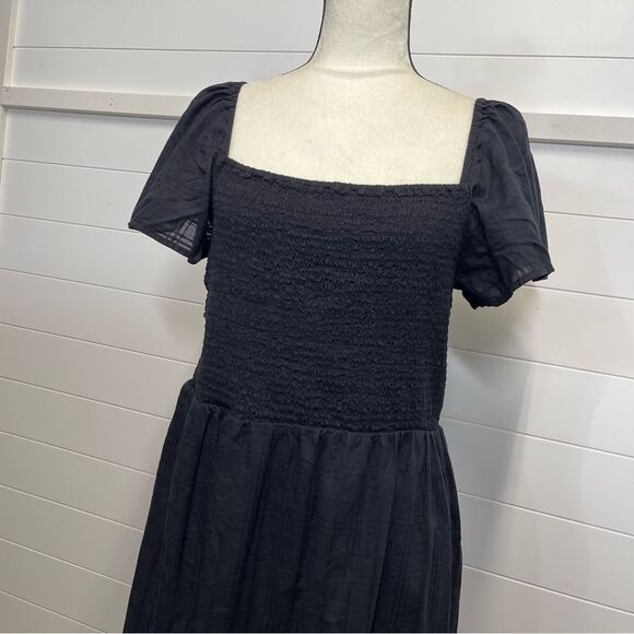 GAP Black Puff Sleeve Midi Dress Size Large - Picture 4 of 10